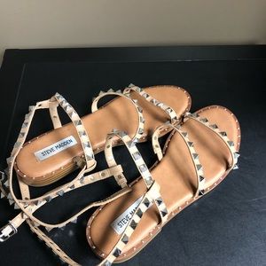 Steve Madden Travel Sandal Tan studded gladiator